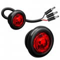 True Mods 2pc 3 4 Round Red Trailer Led Marker Light Wire Turn Brake Tail Lights Dot Fmvss 108 Sae P2pc Semi-spherical Output 