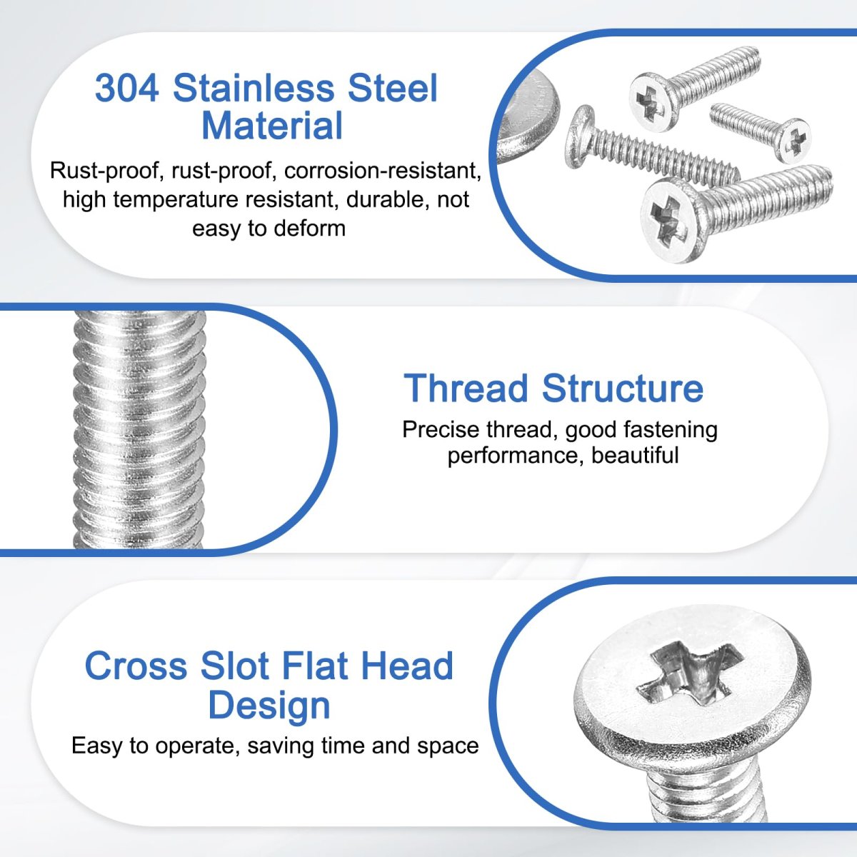 M3-0 5 X 30mm 20pcs Flat Round Head Screws 304 Stainless Steel Phillips Drive Machine Hardware Fastener For Furniture