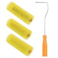 1 Set Textured Paint Roller Covers 4 Inch Mini Resilient Sponge Cover With Frames Textures Foam Drywall Textures Reusable 