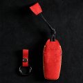 Jannechou Alcantara Handmade Leather Car Key Fob Case Cover For Ferrari 458 588 488gtb Laferrari With Chain Red