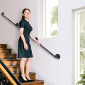 Seeutek Staircase Handrails 8ft For Indoor Stairs Stair Railing Hands Metal Railing Black Wrought Iron Pipe Handrail With Wall 