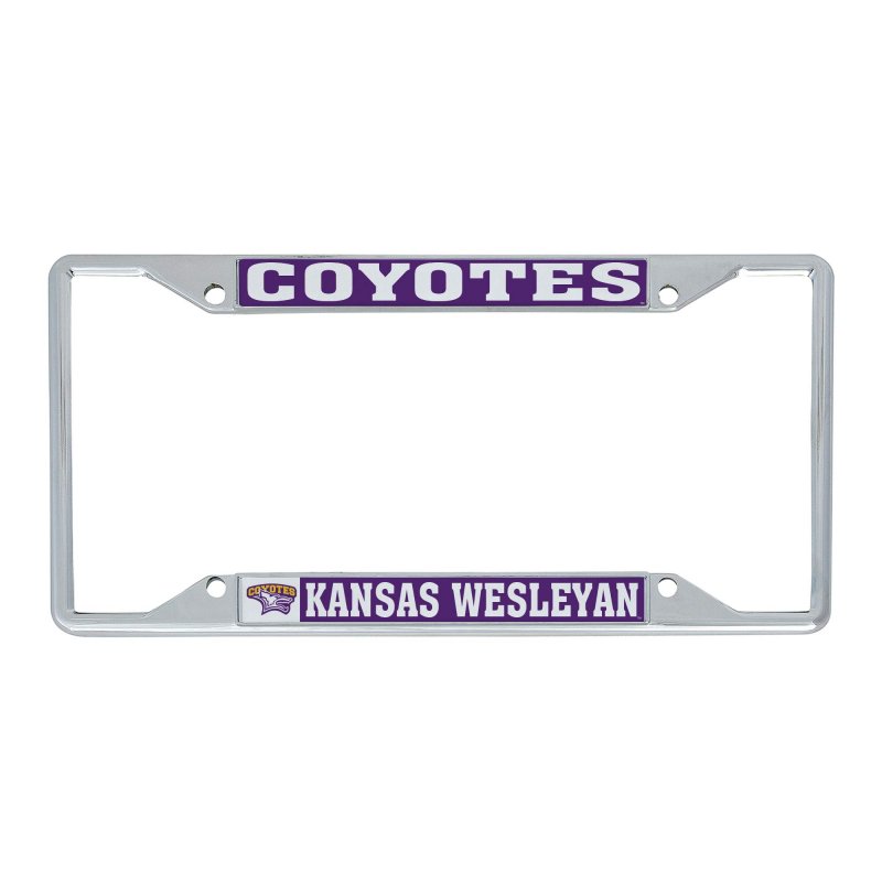 Kansas Wesleyan University Kwu Coyotes Metal License Plate Frame Officially Licensed Mascot Universal Fit For Car Standard Size