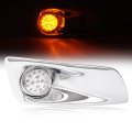 Hecasa Right Fog Light Bezel For 2007-2017 Kenworth T660 Led Lamps Passenger Side Chrome Clear Lens 