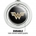Graphics More Wonder Woman 1984 Golden Logo Keychain Spinning Round Chrome Plated Metal