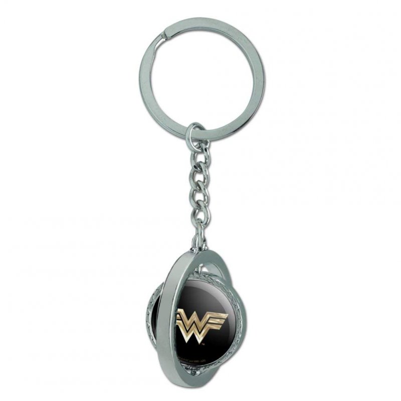 Graphics More Wonder Woman 1984 Golden Logo Keychain Spinning Round Chrome Plated Metal