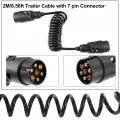 X Autohaux 2m 6 56ft 7pin Trailer Light Board Extension Cable With Wiring Plug Socket Connector Cord 7 Way Round For Rv Truck