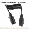 X Autohaux 2m 6 56ft 7pin Trailer Light Board Extension Cable With Wiring Plug Socket Connector Cord 7 Way Round For Rv Truck