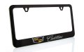 Cadillac With Crest Zinc License Plate Frame Glossy Black Finish 2 Hole 