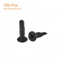 Uxcell St4 8x16mm Sheet Metal Screws 100pcs Black Oxide Zinc Plating Flat Head Phillips Drive Self Drilling