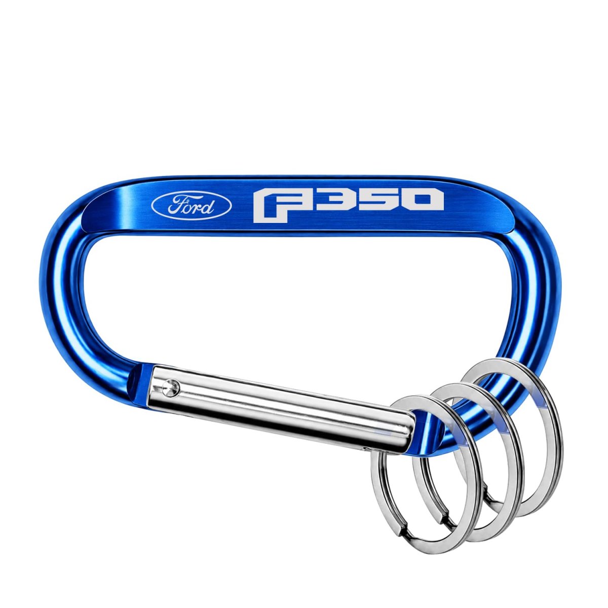 Officially Licensed Ford F-350 Laser Etched Blue Metal Carabiner Keychain With Split Key Rings 3 In X 1 5