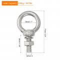 Uxcell M10x30 3 8 X1 18 Stainless Steel Eye Bolts Threaded Screw Eyebolt Shoulder Ring With Nuts Washers For Lifting Hanging 4