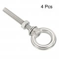 Uxcell M10x30 3 8 X1 18 Stainless Steel Eye Bolts Threaded Screw Eyebolt Shoulder Ring With Nuts Washers For Lifting Hanging 4