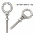 Uxcell M10x30 3 8 X1 18 Stainless Steel Eye Bolts Threaded Screw Eyebolt Shoulder Ring With Nuts Washers For Lifting Hanging 4