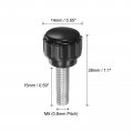 Uxcell 20pcs M5 X 15mm Male Thread Knurled Knobs Thumb Screws Clamping Grip 14mm Plastic Round Head Hand Thumbscrews Black