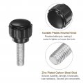 Uxcell 20pcs M5 X 15mm Male Thread Knurled Knobs Thumb Screws Clamping Grip 14mm Plastic Round Head Hand Thumbscrews Black