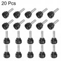 Uxcell 20pcs M5 X 15mm Male Thread Knurled Knobs Thumb Screws Clamping Grip 14mm Plastic Round Head Hand Thumbscrews Black