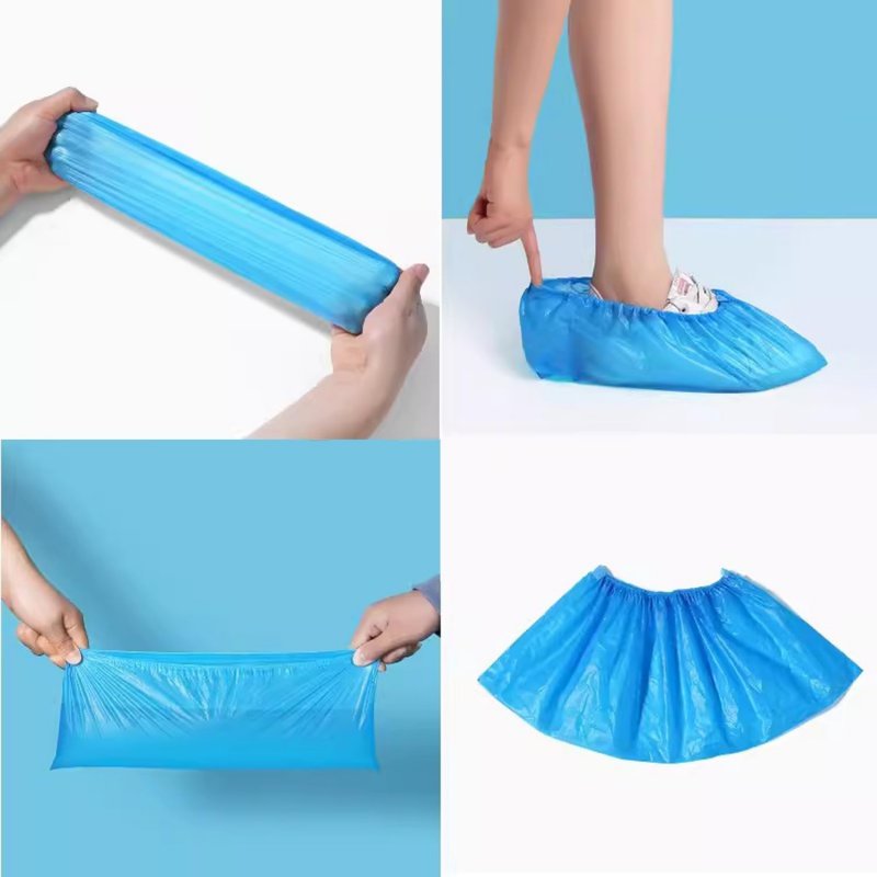 Yueton 100pcs Non-slip Foot Cover Disposable Boot Waterproof Shoes Elastic Cover Portable Outdoor Covers Pe Plastic Indoor