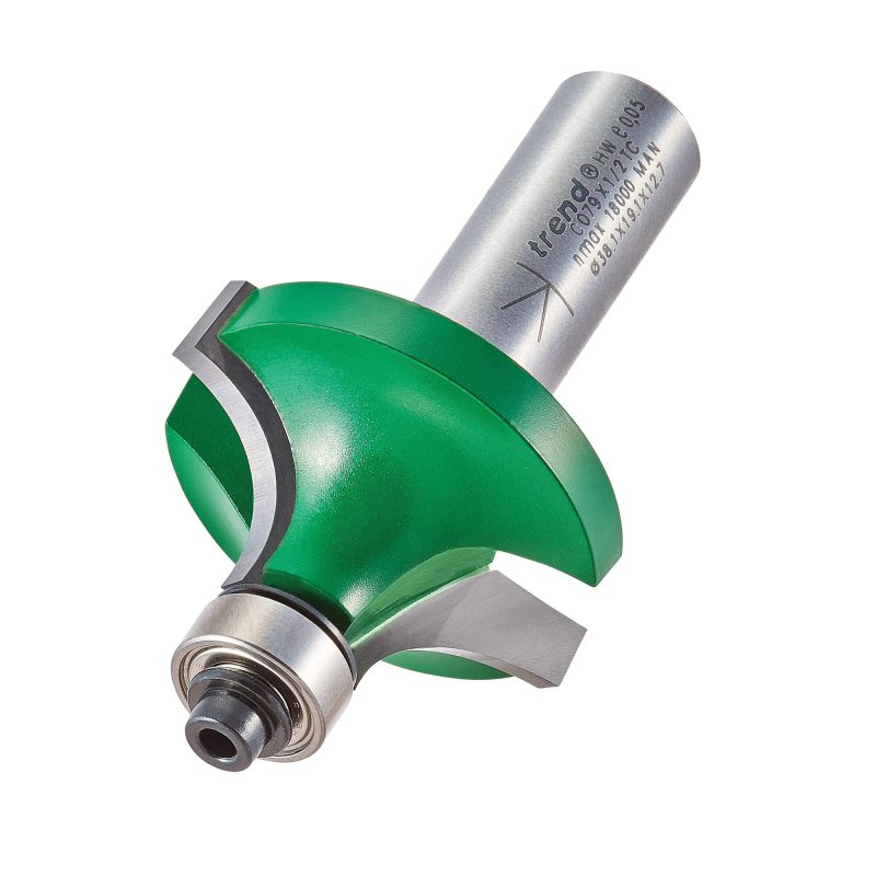C079x1 2tc Bearing Guided Round Over Router Cutter 1 2 In Shank 12 7mm Radius Tungsten Carbide Tct Tips With Ptfe Coating For