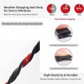 Self Adhesive Rubber D Shape Door Weather Stripping Seal Strip Frame Window Insulation For Large Gaps 40ft Black