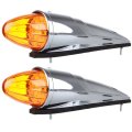 2x 17 Led Torpedo Cab Marker Lights Amber For Kenworth K270 2013 To 2017 Roof Running Clearance Side Trailer Waterproof Chrome 