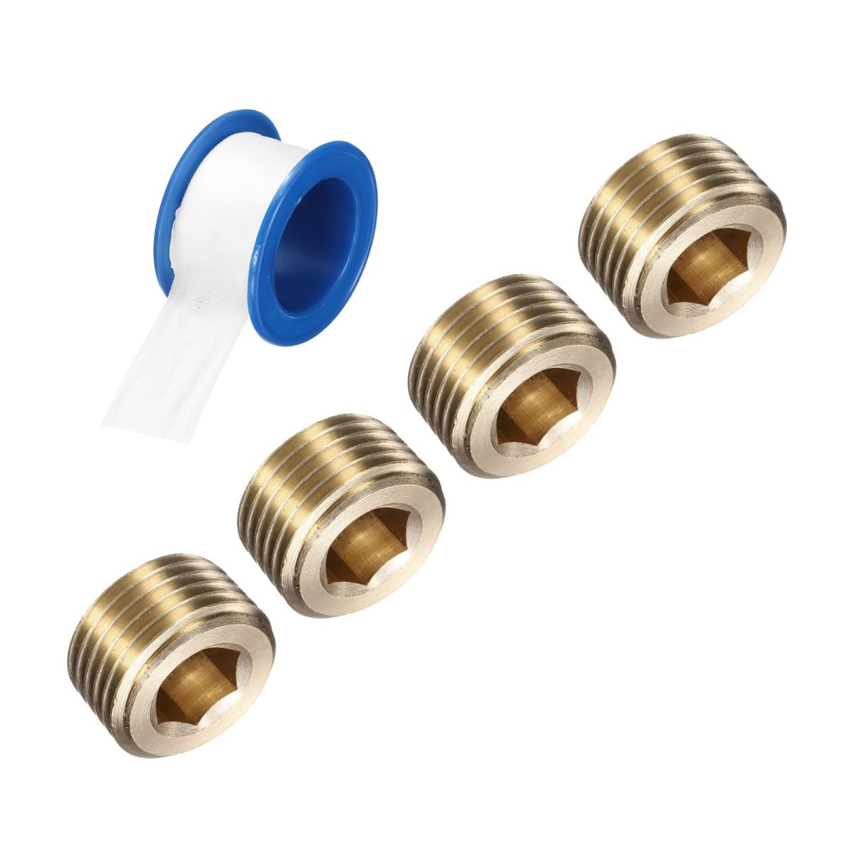 4pcs 1 2 Pt Brass Pipe Plug Fitting Male Thread Internal Hex Socket Cap Countersunk For Sealing Port Pneumatic Solenoid Valve