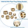 4pcs 1 2 Pt Brass Pipe Plug Fitting Male Thread Internal Hex Socket Cap Countersunk For Sealing Port Pneumatic Solenoid Valve