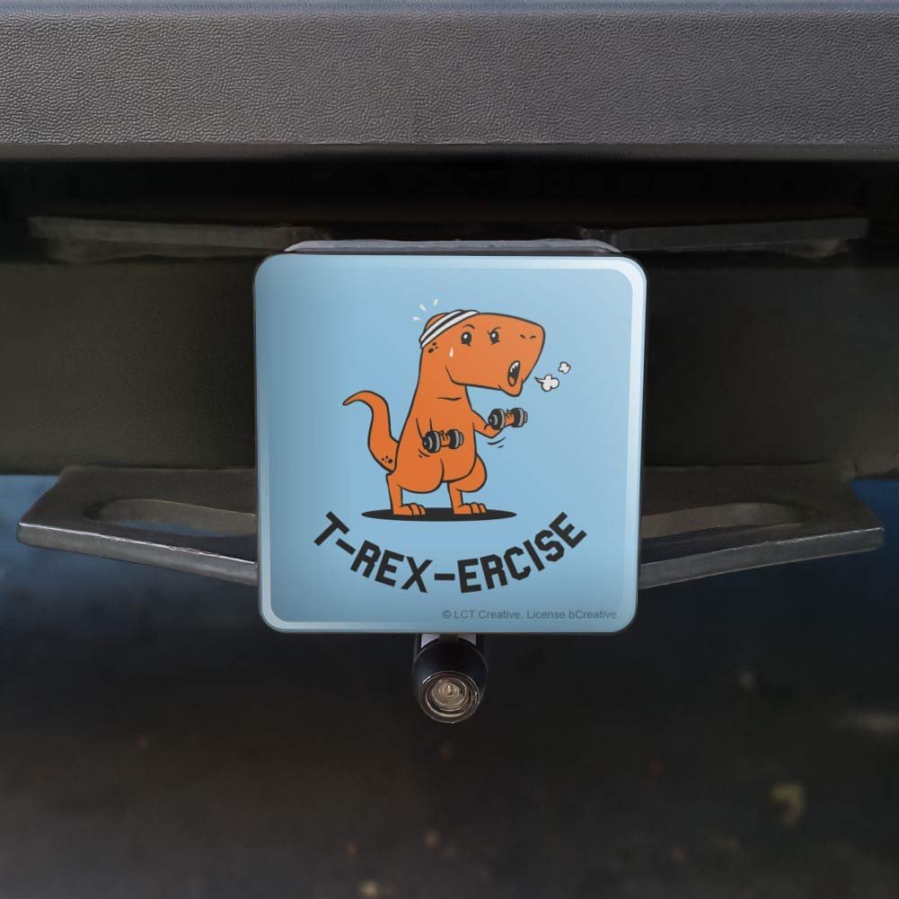 Graphics More T-rex-ercise Exercise Dinosaur Funny Humor Tow Trailer Hitch Cover Plug Insert