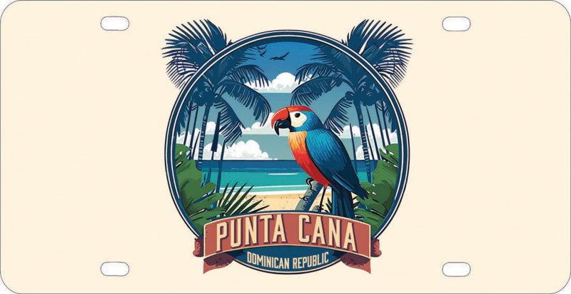 Punta Cana Dominican Republic Souvenir Metal License Plate Parrot2