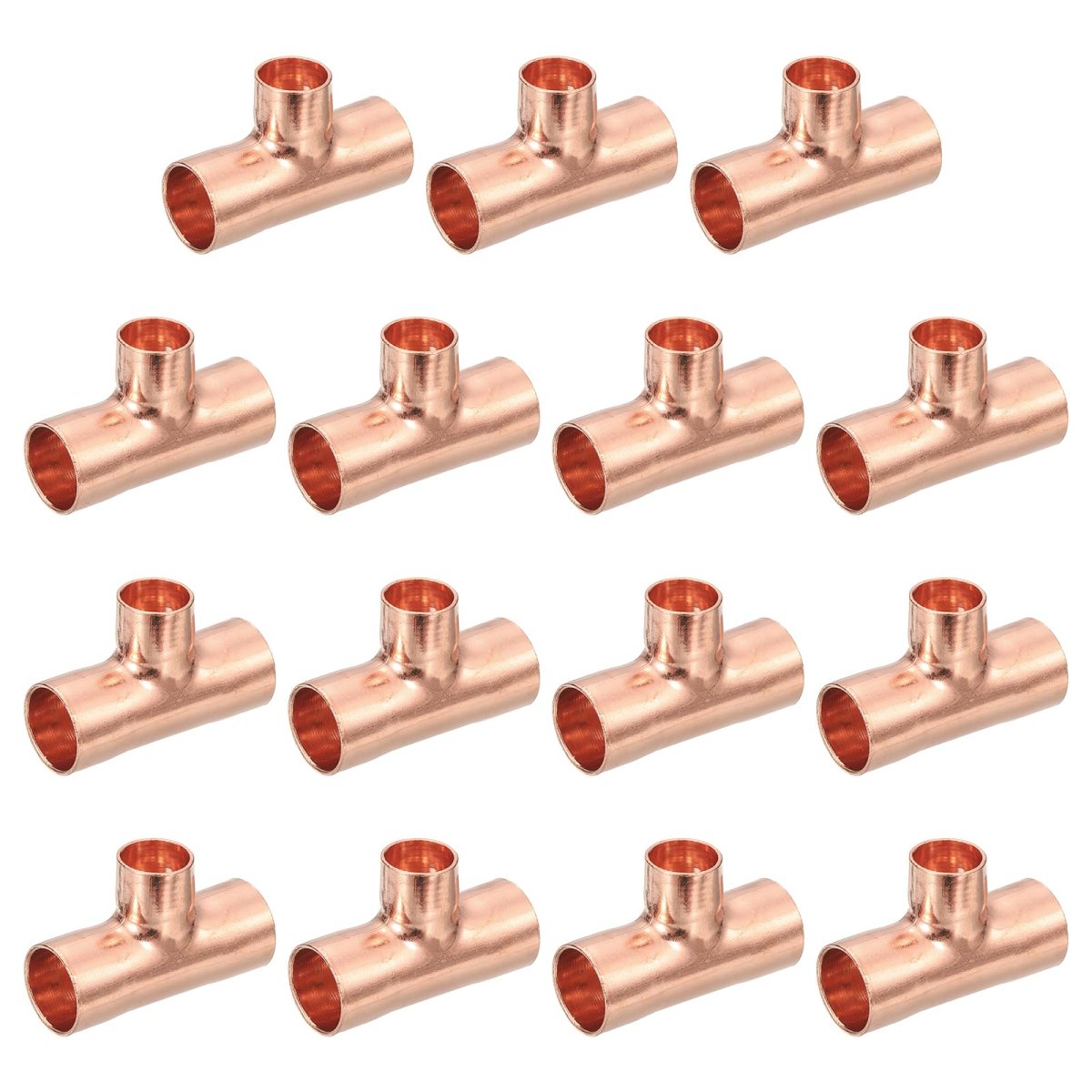25pcs 12 7mm X 10mm Copper Reducing Tee Pressure Pipe Fitting Connectors For Plumbing Supply Refrigeration