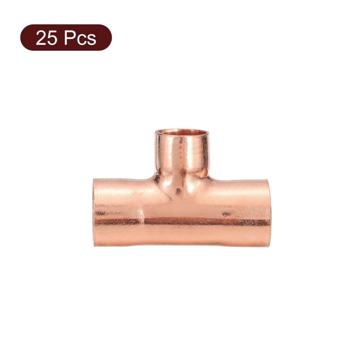 25pcs 12 7mm X 10mm Copper Reducing Tee Pressure Pipe Fitting Connectors For Plumbing Supply Refrigeration