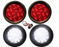 4 Truck Trailer Round 2 Red Super Bright White Led Light Stop Turn Tail Back Up Reverse Fog 