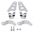 Parts Powersports Headlight Assemblies 1 Pair Stainless Steel Motorcycle Bracket Universal Mount Stand Support Silver Lamp