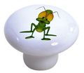 Set Of 2 Grasshopper Ceramic Cabinet Drawer Pull Knobs 