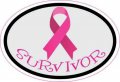 Stickertalk Oval Breast Cancer Survivor Vinyl Sticker 3 Inches By 2 