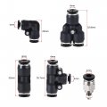 Uxcell Pneumatic 4mm Od Pu Air Hose Pipe Tube Kit 5m Blue With Black Push To Connect Fittings