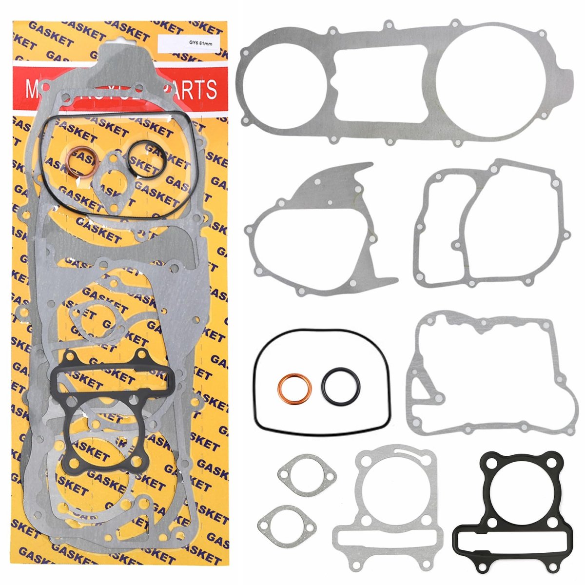 Gy6 170cc Complete Long Case Engine Gasket Kit For Chinese 4 Stroke 152qmi 157qmj Scooter Moped Atv Go Kart 61mm Cylinder