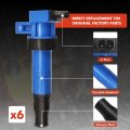 A-premium Set Of 6 Blue Ignition Coil Pack And Iridium Spark Plugs Compatible With Hyundai Sonata 2006-2010 Santa Fe 2007-2009