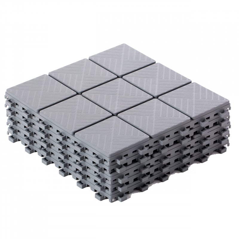Gardenised Qi004107 5 Gray Interlocking Garden Path Tiles Outdoor Decorative Floor Grass Paver Pack Of
