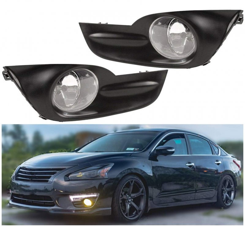 Clear Fog Light Lamps Kit With Switch And Harness For 2013 2014 2015 Nissan Altima Sedan H11 Halogen Bulbs Chrome Black Housing