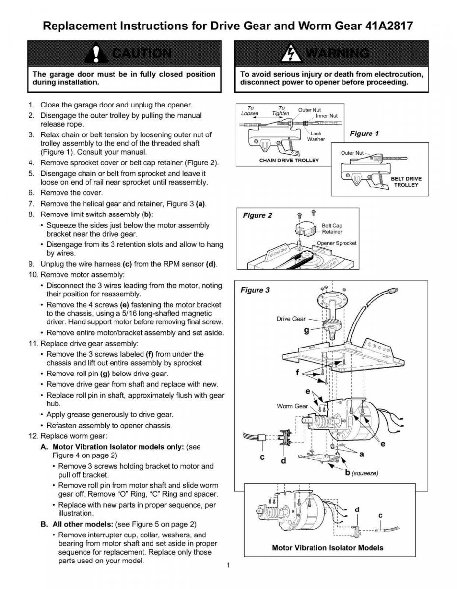 Drive Worm Gear Kit With Bushing Hardware Lubricant For Chamberlain 081b0045