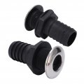 Thru Hull Drain 1 2in Through Fitting Straight Black With Stainless Steel Cover Flapper For Boats Yachts Ships