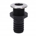 Thru Hull Drain 1 2in Through Fitting Straight Black With Stainless Steel Cover Flapper For Boats Yachts Ships