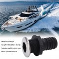 Thru Hull Drain 1 2in Through Fitting Straight Black With Stainless Steel Cover Flapper For Boats Yachts Ships