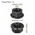 Uxcell M10 Serrated Flange Hex Lock Nuts Carbon Steel Black Oxide Finished 20pcs