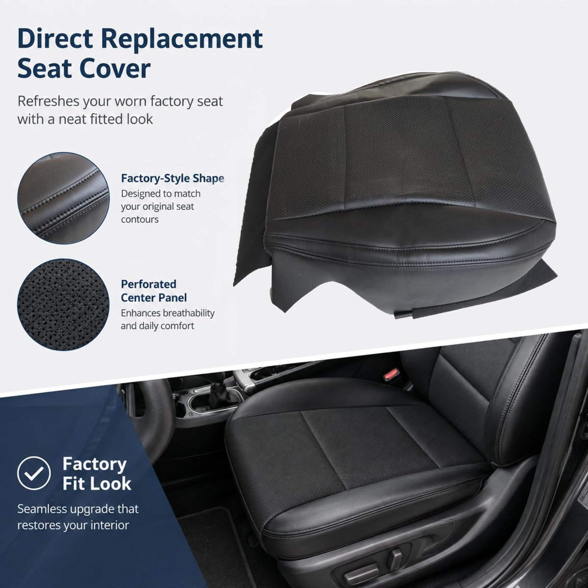Perforated Seat Covers For Subaru Outback Legacy 2015 To 2019 4 Piece Front Set Slate Black Microfiber Leather Fits Heated