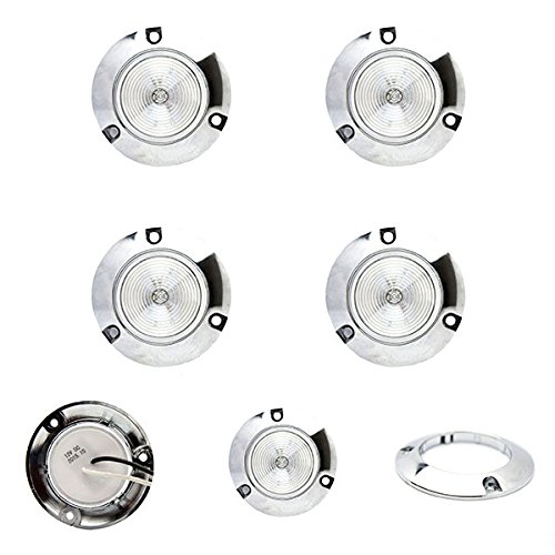 4 Pack Of Long Haul Clear 2 Round Surface Mount Clearance Marker Led W Chrome Bezel