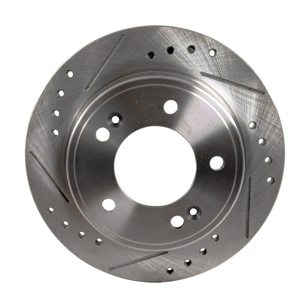 Rear Brake Disc For Hyundai Elantra 2011 2020 Solid Cross Drilled And Slotted Rotor Driver Or Passenger Side Single Piece 5