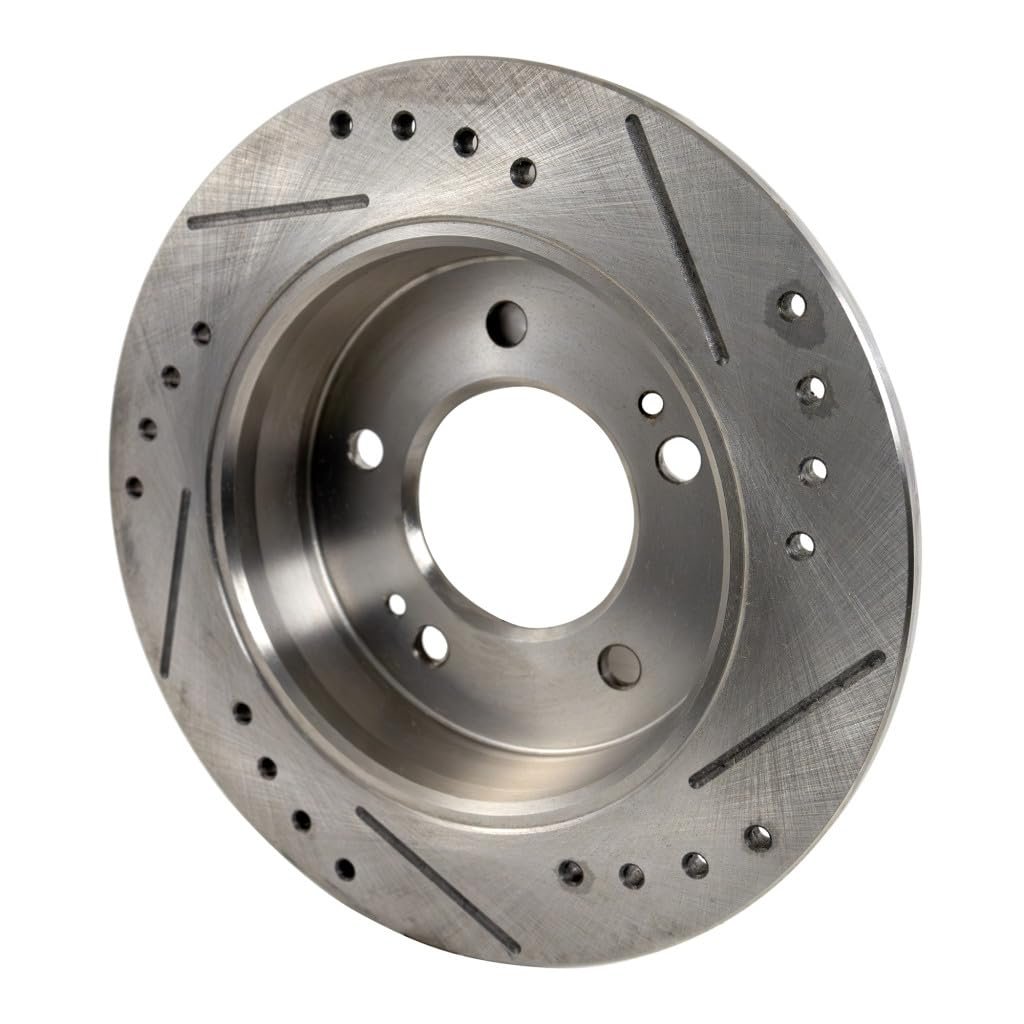 Rear Brake Disc For Hyundai Elantra 2011 2020 Solid Cross Drilled And Slotted Rotor Driver Or Passenger Side Single Piece 5