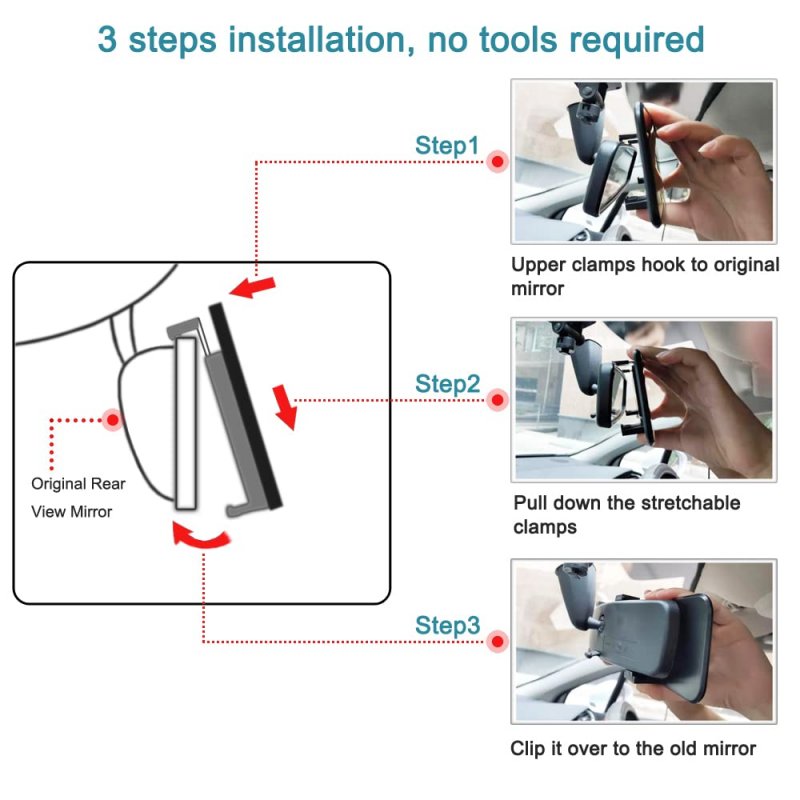 Frameless Rear View Mirror Interior Panoramic Wide Angle For Car Suv Truck Eliminate Blind Spots Flat 11 8in White Model