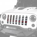 Hooke Road Wrangler Flag Grill Insert Jk Mesh Grille Deflector Guard Compatible With Jeep 2007-2018 Thin Red